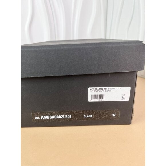 1017 Alyx 9SM Black Flat Sandals With Buckle Square Toe Vero Cuoio Womens - Picture 3 of 9